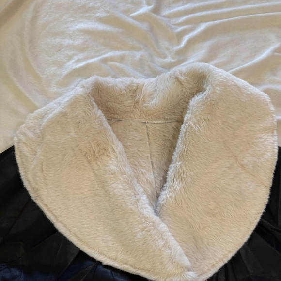 Black Faux Leather White Fur Pennylane Jacket - Picture 2 of 6